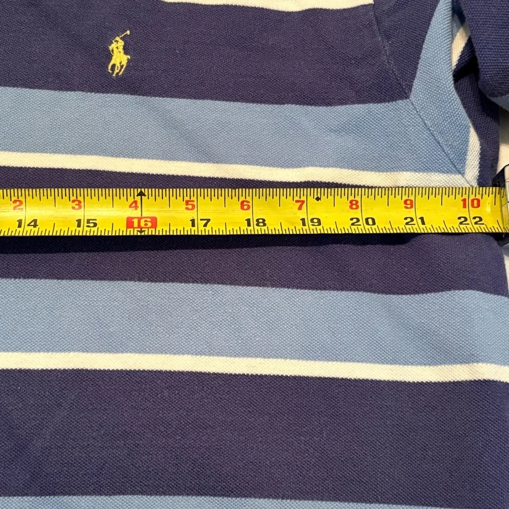 Vintage Polo Ralph Lauren Men's Polo with Navy and Light Blue Stripes
